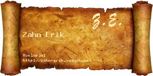 Zahn Erik névjegykártya